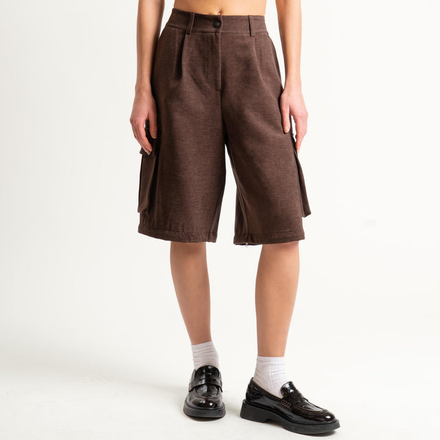 Dixie- Pantalone/bermuda cargo - moro