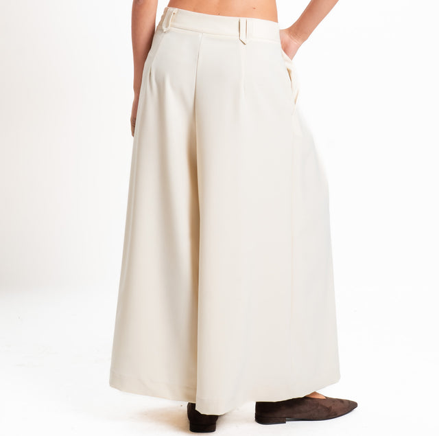 Dixie-Pantalone cropped con pinces - panna