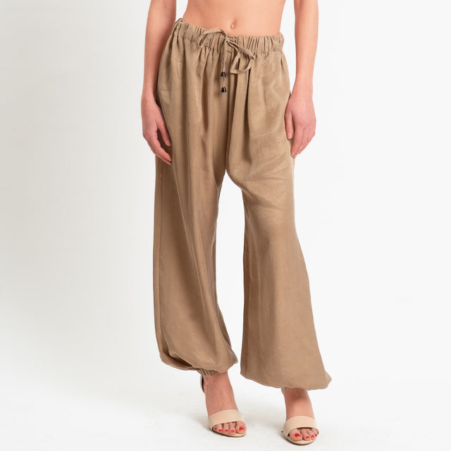 Dixie-Pantalone con elastico in Cupro Manopesca - sabbia