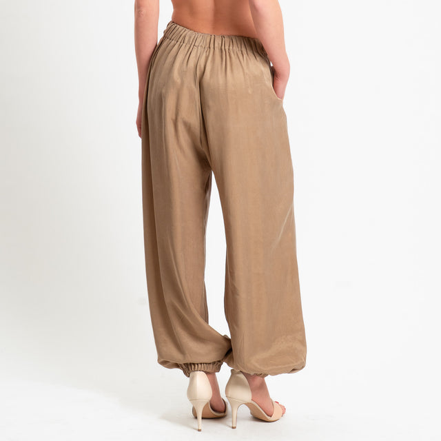 Dixie-Pantalone con elastico in Cupro Manopesca - sabbia