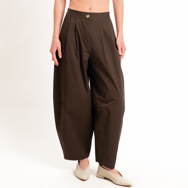 Dixie-Pantalone balloon elastico dietro - moka