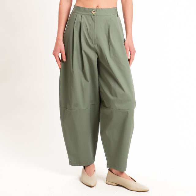 Dixie-Pantalone balloon elastico dietro - salvia