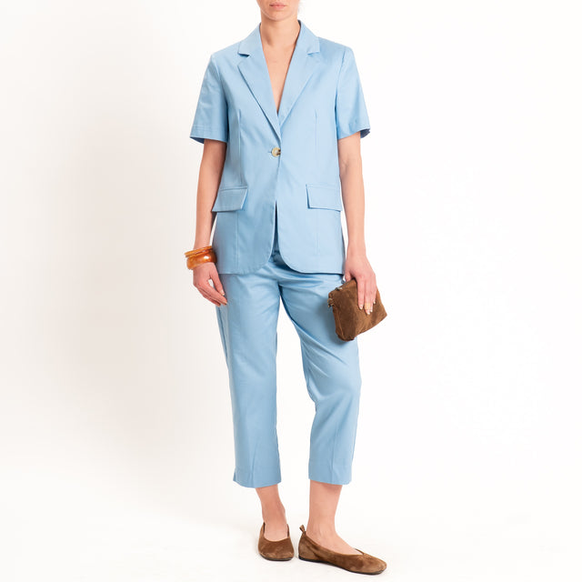 Dixie-Pantalone cotone straight fit - celeste