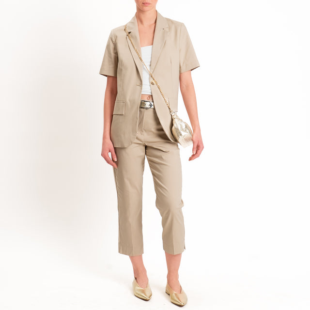 Dixie-Pantalone cotone straight fit - beige