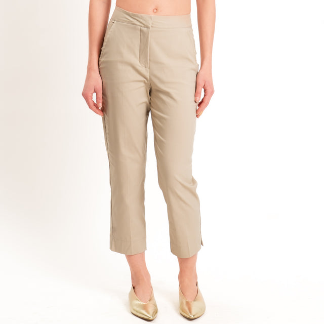Dixie-Pantalone cotone straight fit - beige