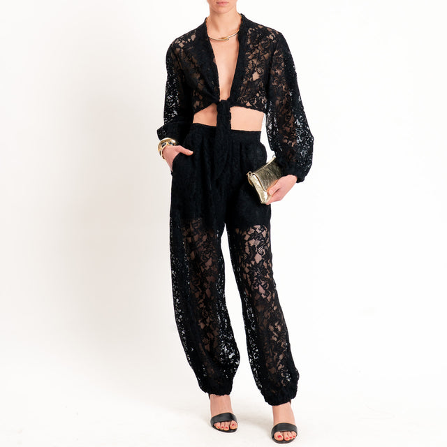 Dixie-Pantalone balloon in pizzo - nero