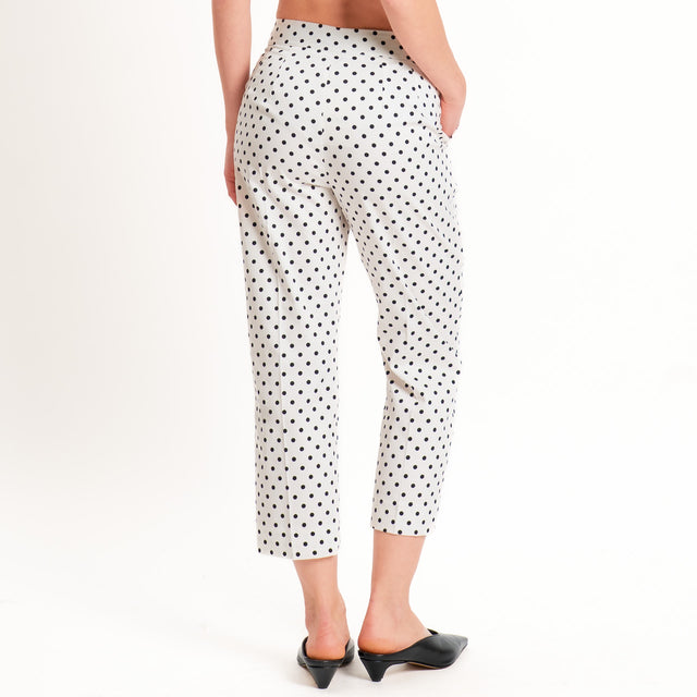 Dixie-Pantalone straight a pois - panna/nero