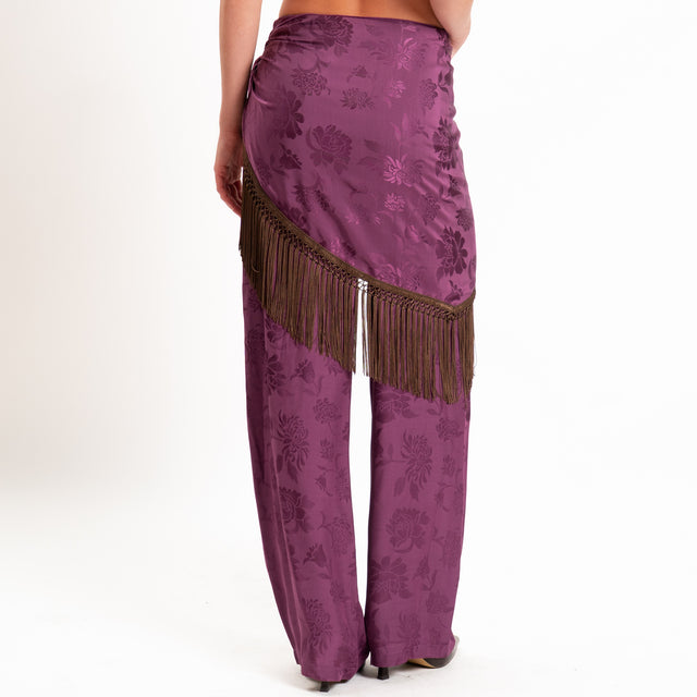 Dixie-Pantalone satin floreale con pareo - malva