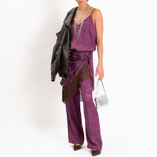 Dixie-Top satin floreale bretelle regolabili - malva