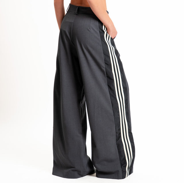 Dixie-Pantalone banda laterale con pinces - antracite/nero/burro