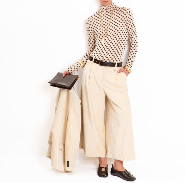 Dixie-Pantalone velluto cropped wide leg - gesso