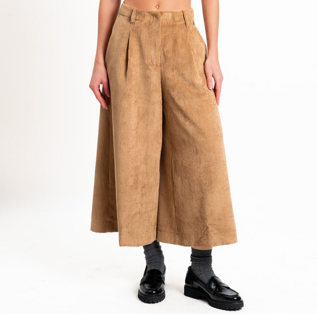 Dixie-Pantalone velluto 500 righe cropped - camel