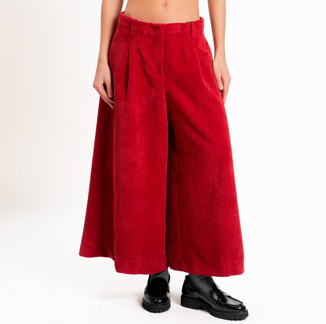 Dixie-Pantalone velluto 500 righe cropped - rosso