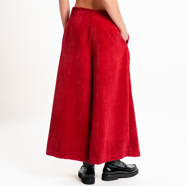 Dixie-Pantalone velluto 500 righe cropped - rosso