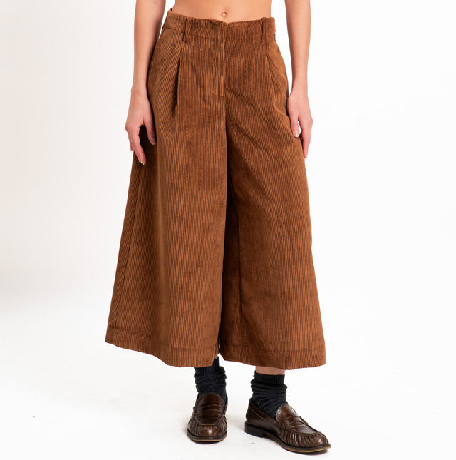 Dixie-Pantalone velluto 500 righe cropped - cacao