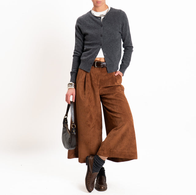 Dixie-Pantalone velluto 500 righe cropped - cacao