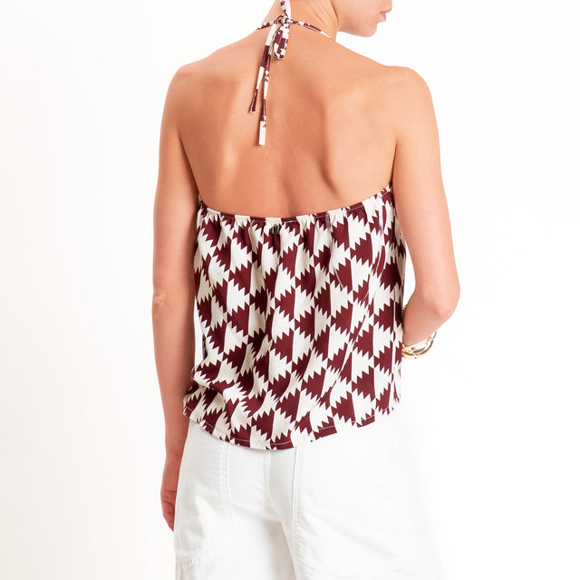 Dixie-Top fantasia scollo halter - burro/vino/cuoio