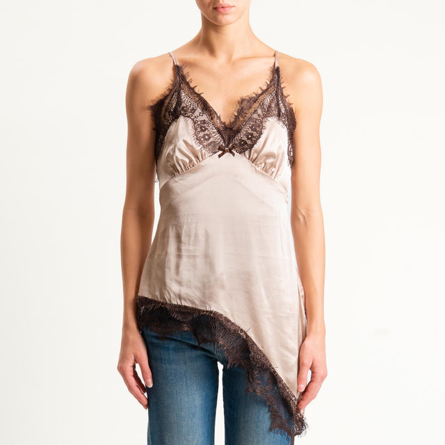 Dixie-Top con pizzo - cipria/moro