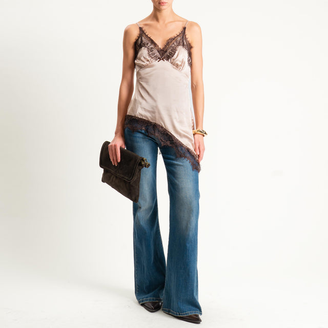 Dixie-Top con pizzo - cipria/moro