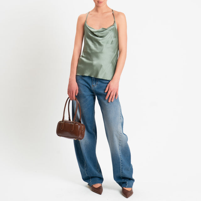 Dixie- Top satin incrociato - salvia