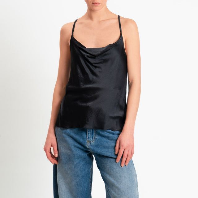 Dixie- Top satin incrociato - Nero