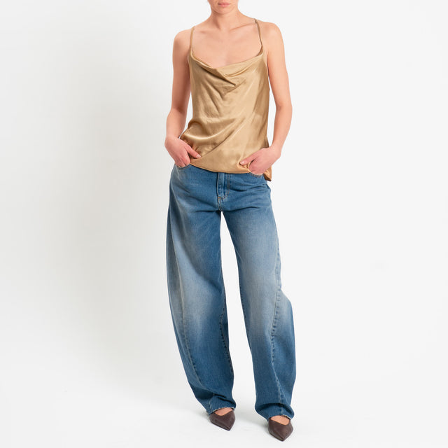 Dixie- Top satin incrociato - sabbia