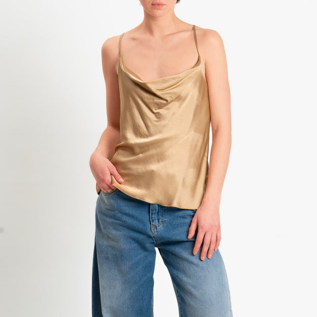 Dixie- Top satin incrociato - sabbia