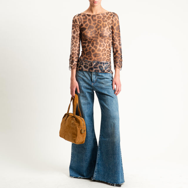 Dixie- Blusa tulle animalier - beige/moro