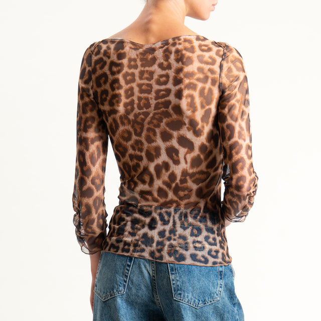 Dixie- Blusa tulle animalier - beige/moro