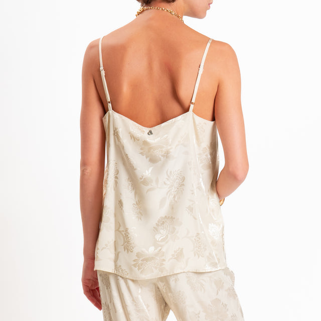 Dixie-Top satin floreale bretelle regolabili - burro