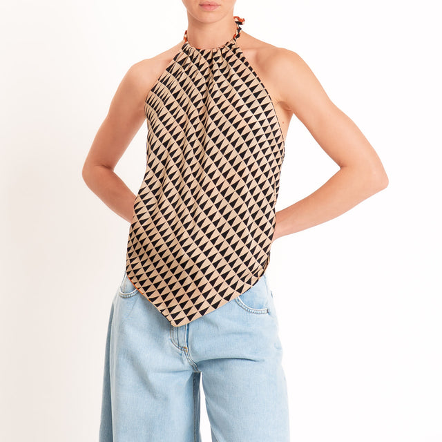 Dixie-Top fantasia scollatura dietro - beige/orange/nero