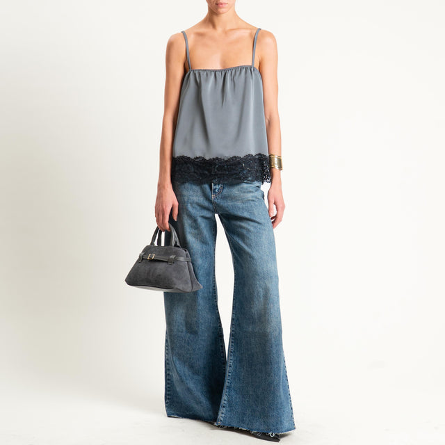 Dixie-Top con pizzo bretelle regolabili - grigio