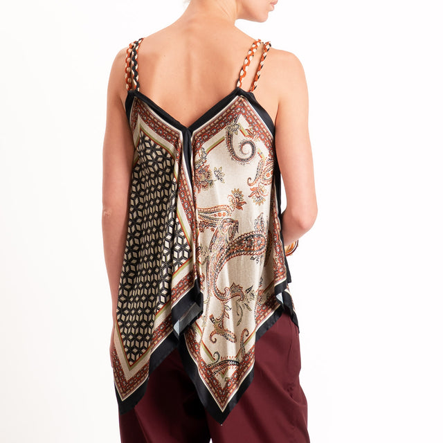 Dixie-Top satin fantasia - sand/nero/coccio