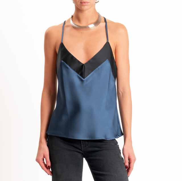 Dixie-Top satin bicolore bretelle regolabili - nero/blu