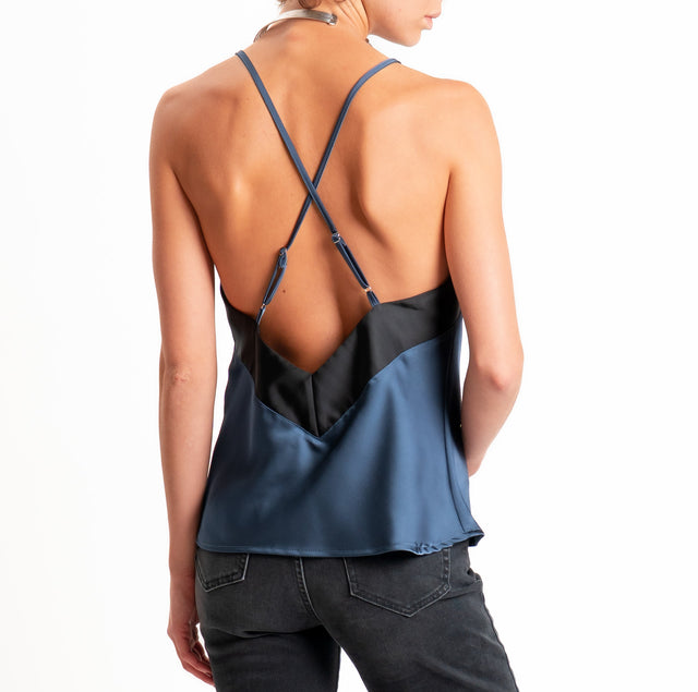 Dixie-Top satin bicolore bretelle regolabili - nero/blu