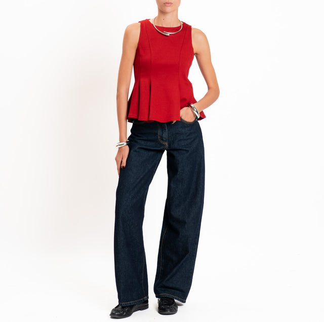 Dixie-Top punto milano zip dietro - rosso
