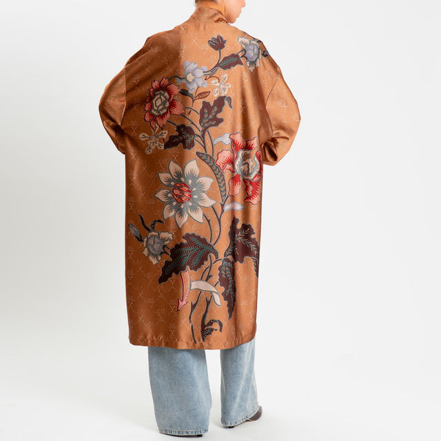 Dixie- Kimono fantasia floreale - cognac/moro/india