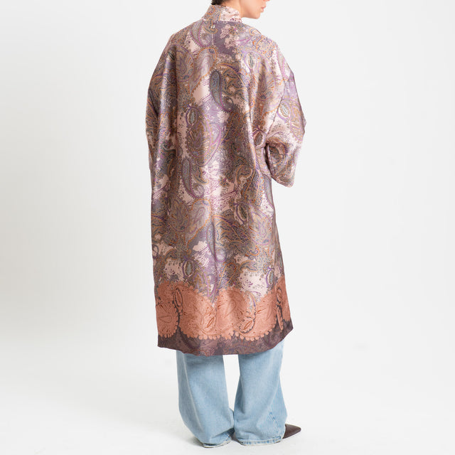 Dixie-Kimono fantasia cashmere - rosa/grigio/cuoio