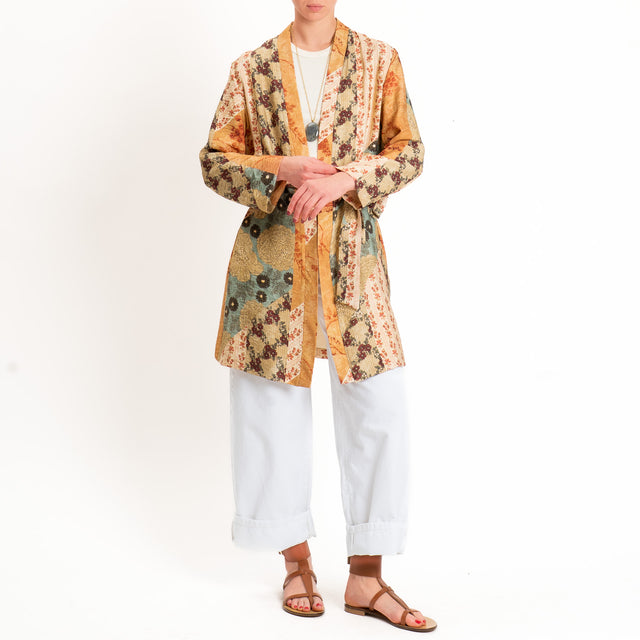Dixie-Kimono fantasia con cintura - beige/salvia/coccio