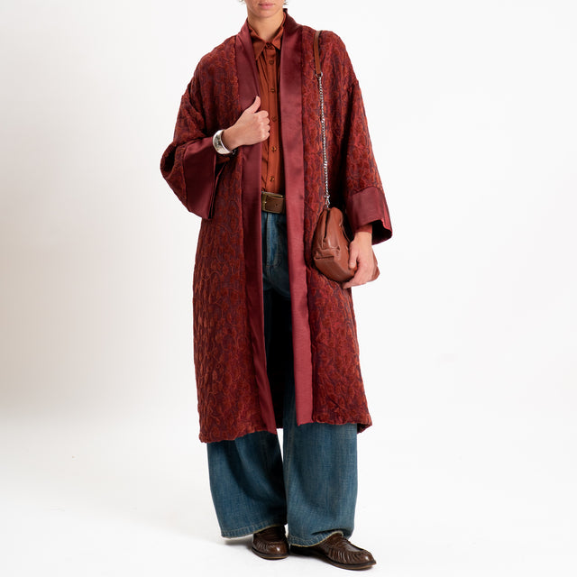 Dixie-Kimono lungo damascato in ciniglia - Bordeaux