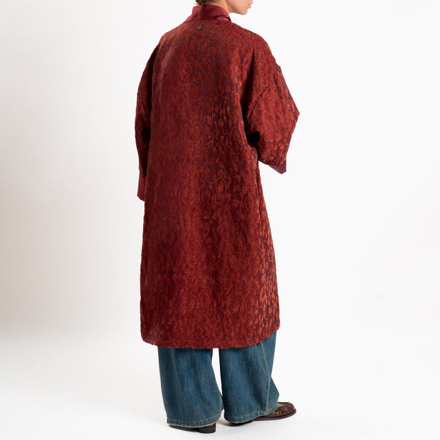 Dixie-Kimono lungo damascato in ciniglia - Bordeaux