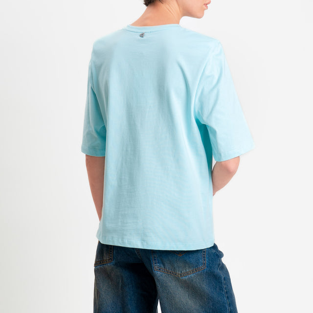 Dixie-T-shirt mezza manica con spalline - azzurro