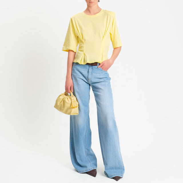 Dixie-T-shirt spalline con riprese davanti - yellow