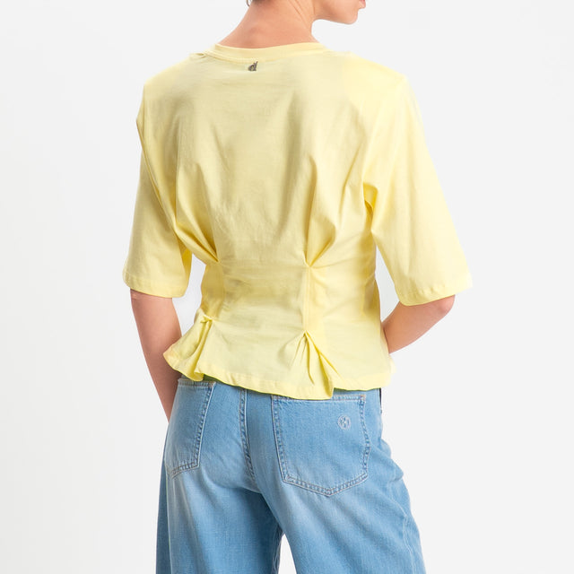 Dixie-T-shirt spalline con riprese davanti - yellow