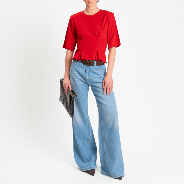 Dixie-T-shirt spalline con riprese davanti - rosso