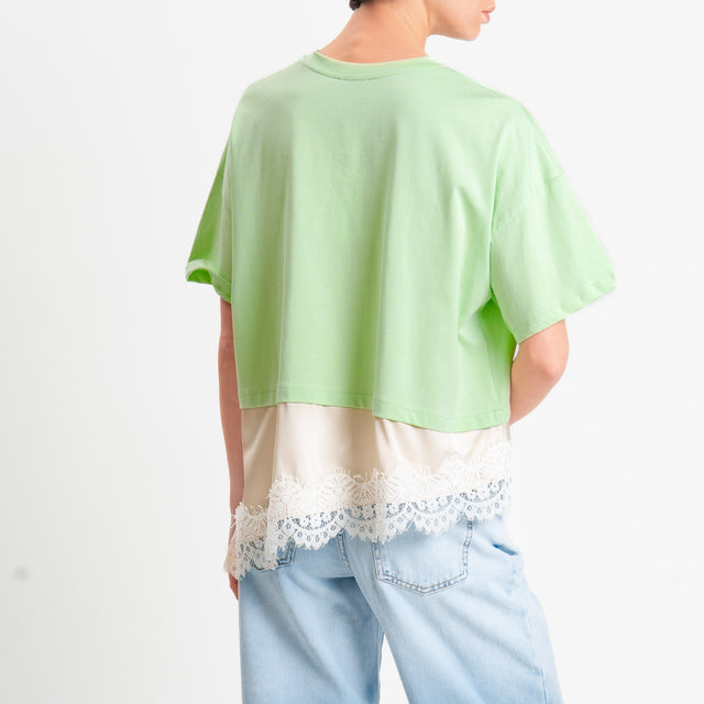 Dixie-T-shirt doppio tessuto asimmetrico - menta