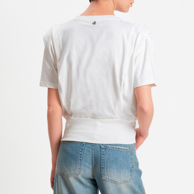 Dixie-T-shirt spalline con pinces - bianco
