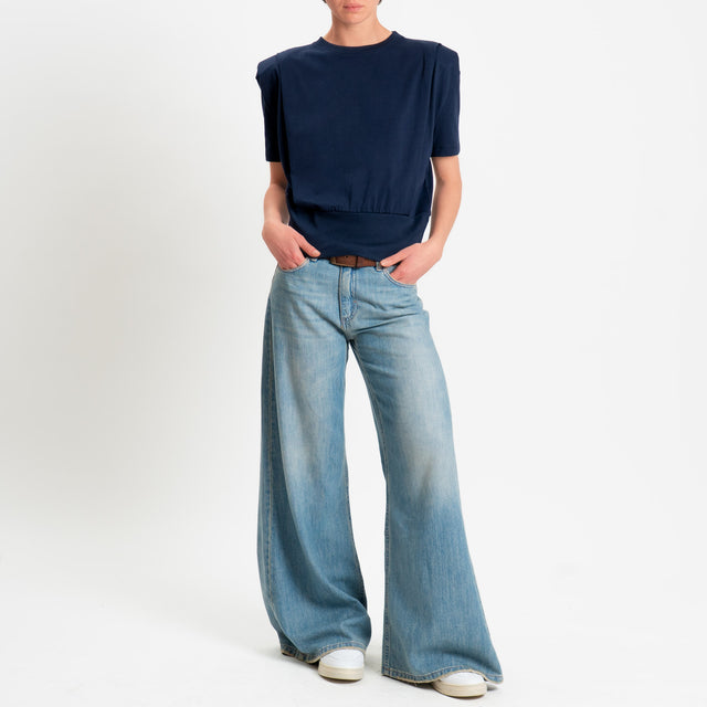 Dixie-T-shirt spalline con pinces - blu