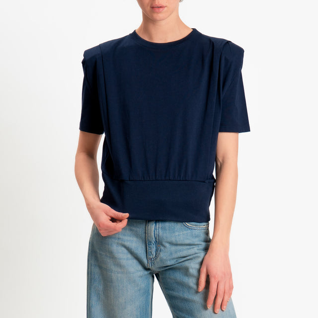 Dixie-T-shirt spalline con pinces - blu