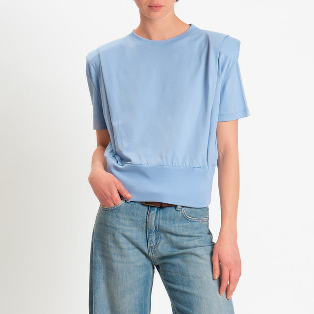 Dixie-T-shirt spalline con pinces - celeste